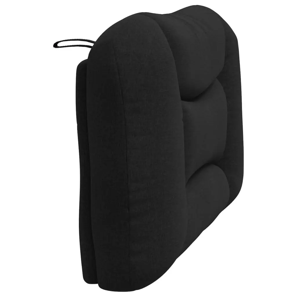 Headboard Cushion King Single Upholstered Bed Pillow Wavy Design Black Fabric