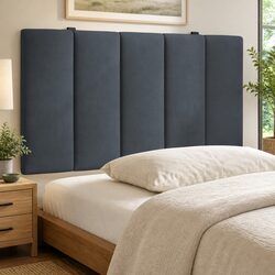 Headboard Cushion 90cm Grey Velvet Upholstered Bed Wall Mount Hanging Pillow