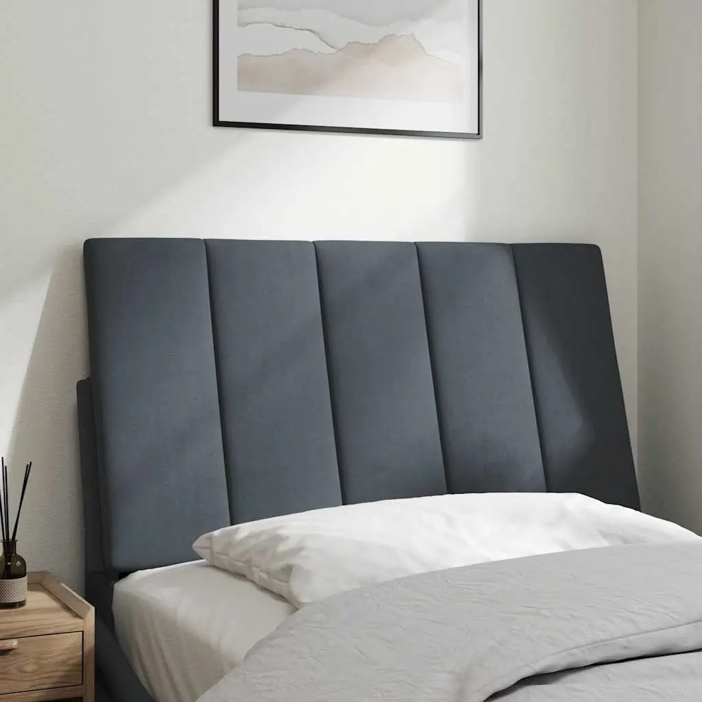Headboard Cushion Velvet 90cm Grey Upholstered Bed Wall Mount Pillow