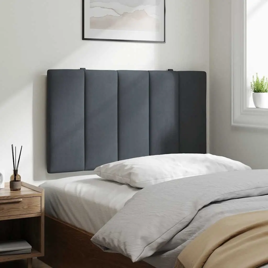 Headboard Cushion Velvet 90cm Grey Upholstered Bed Wall Mount Pillow