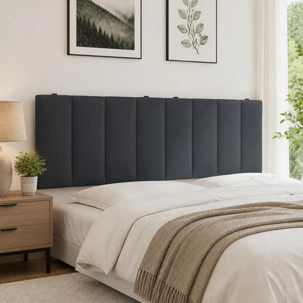 Headboard Cushion Velvet 152cm Dark Grey