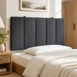 Grey Velvet Foam Padded Headboard Cushion 107cm King Single