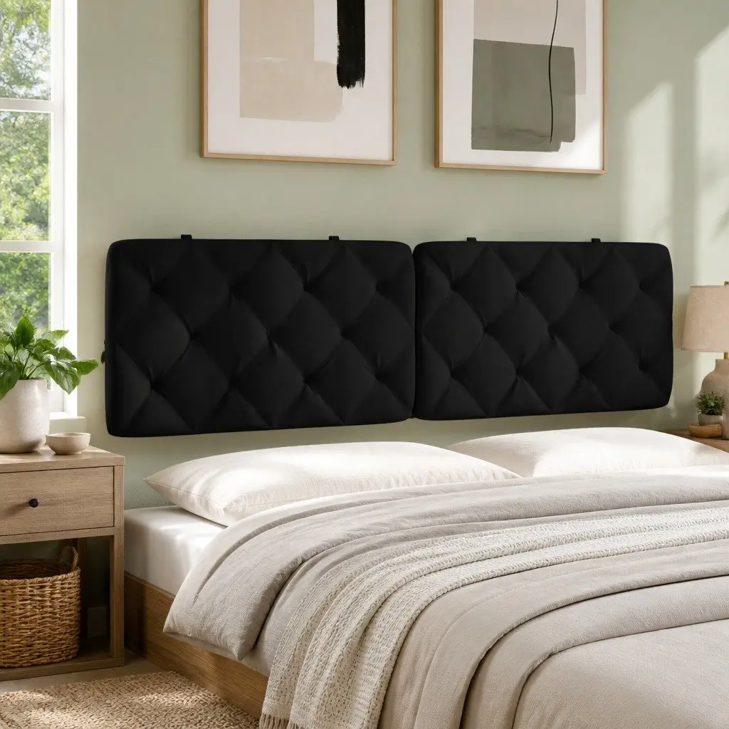 Black Velvet Headboard Cushion 180 cm