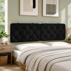 Headboard Cushion 180 cm Black Velvet Upholstered Wall Mount Bed Pillow Support