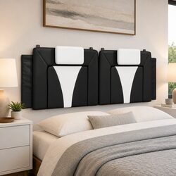 Durable Faux Leather Headboard Cushion 137 cm Black White