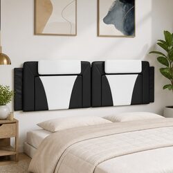 Stylish Black and White Faux Leather Headboard Cushion 180cm