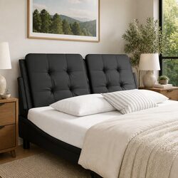 Premium Black Faux Leather Headboard Cushion 137cm