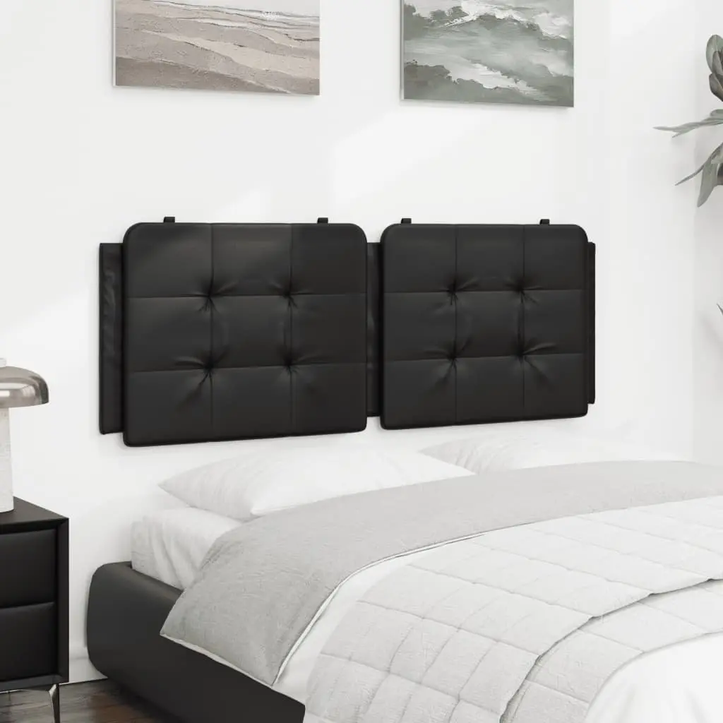 Headboard Cushion Faux Leather 137cm Black Wall Mounted Foam Padded