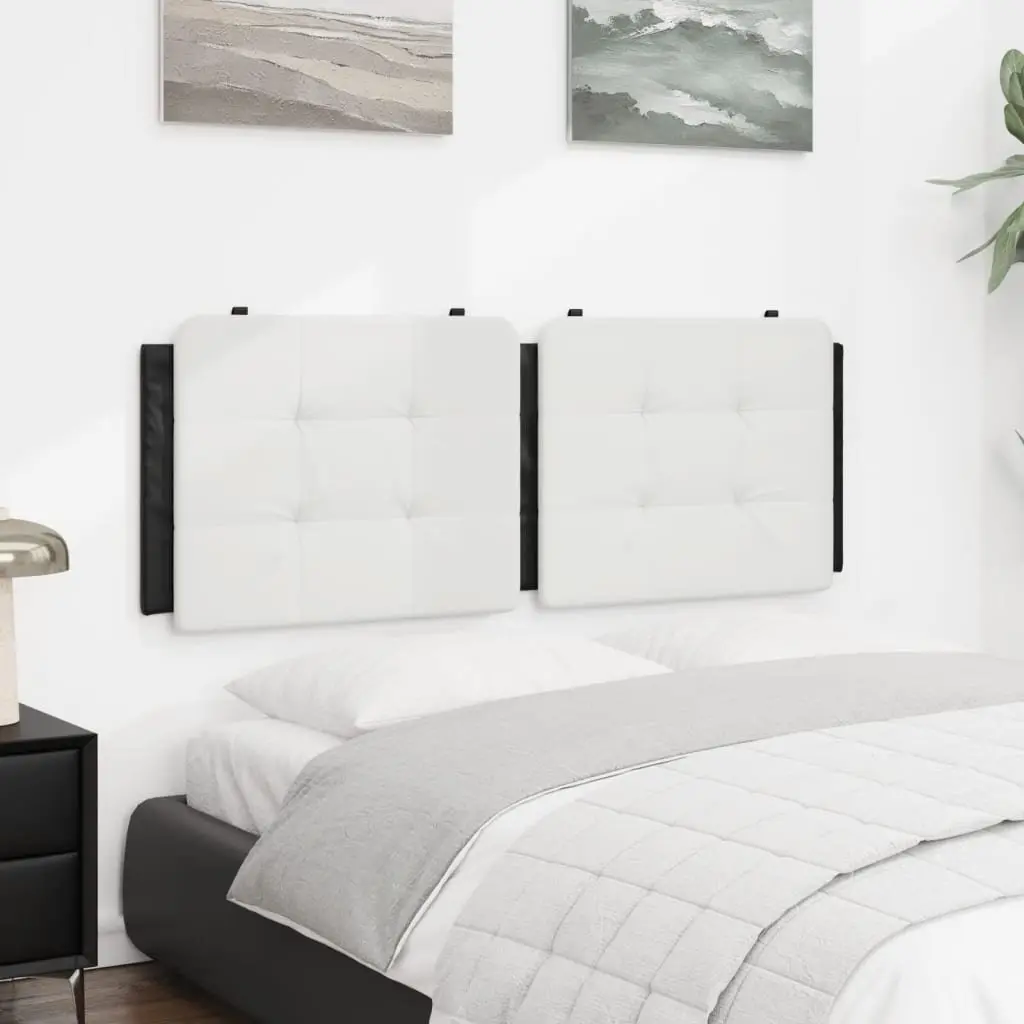 Headboard Cushion Wall-Mounted Bed Pillow 137cm Double White Black Faux Leather
