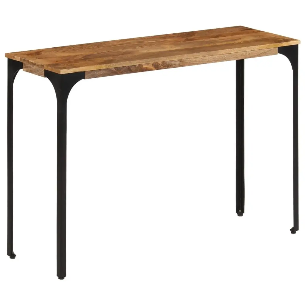 Accent Console Table with Brown Solid Mango Wood and Iron Feet