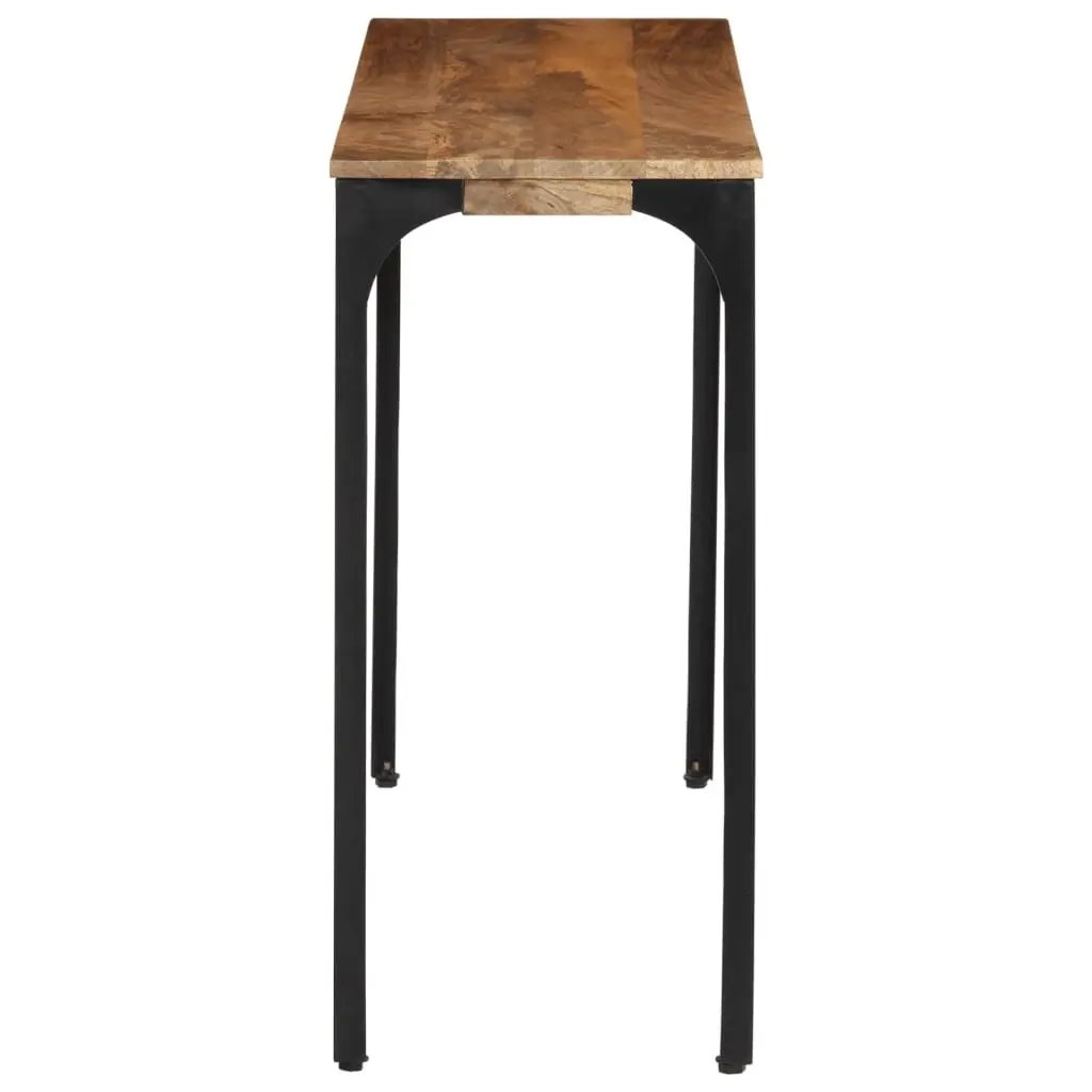 Accent Console Table with Brown Solid Mango Wood and Iron Feet