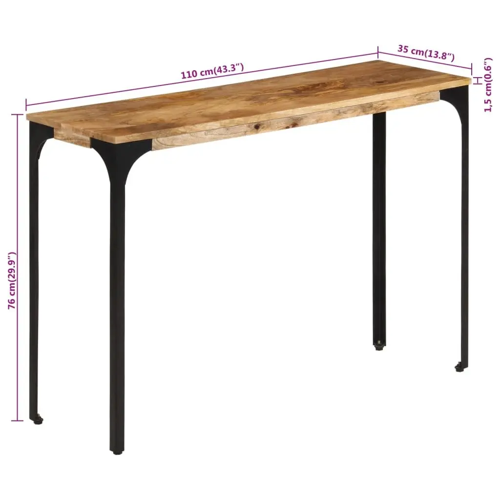 Accent Console Table with Brown Solid Mango Wood and Iron Feet