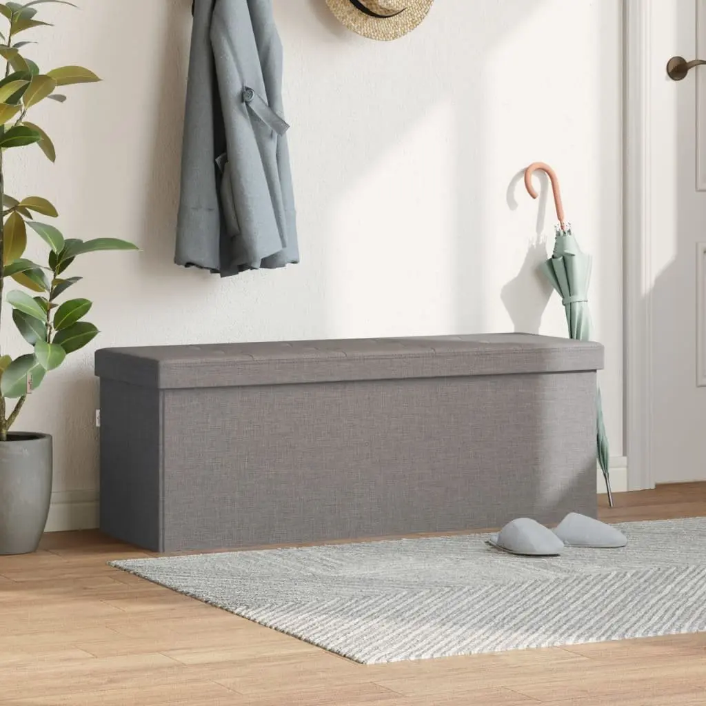Storage Bench Foldable Grey Upholstered Seat Box Entryway Hallway Living Room