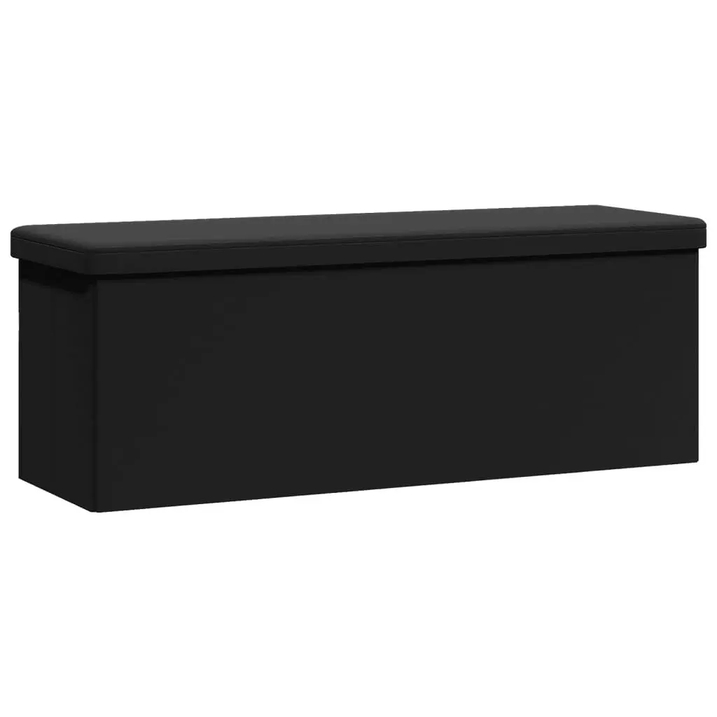 Storage Bench PVC Foldable Black Ottoman