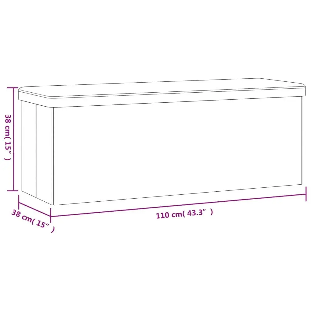Storage Bench PVC Foldable Black Ottoman