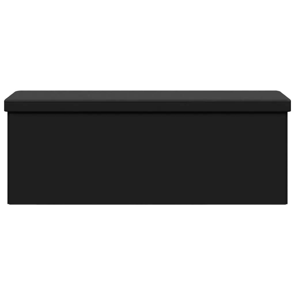 Storage Bench PVC Foldable Black Ottoman