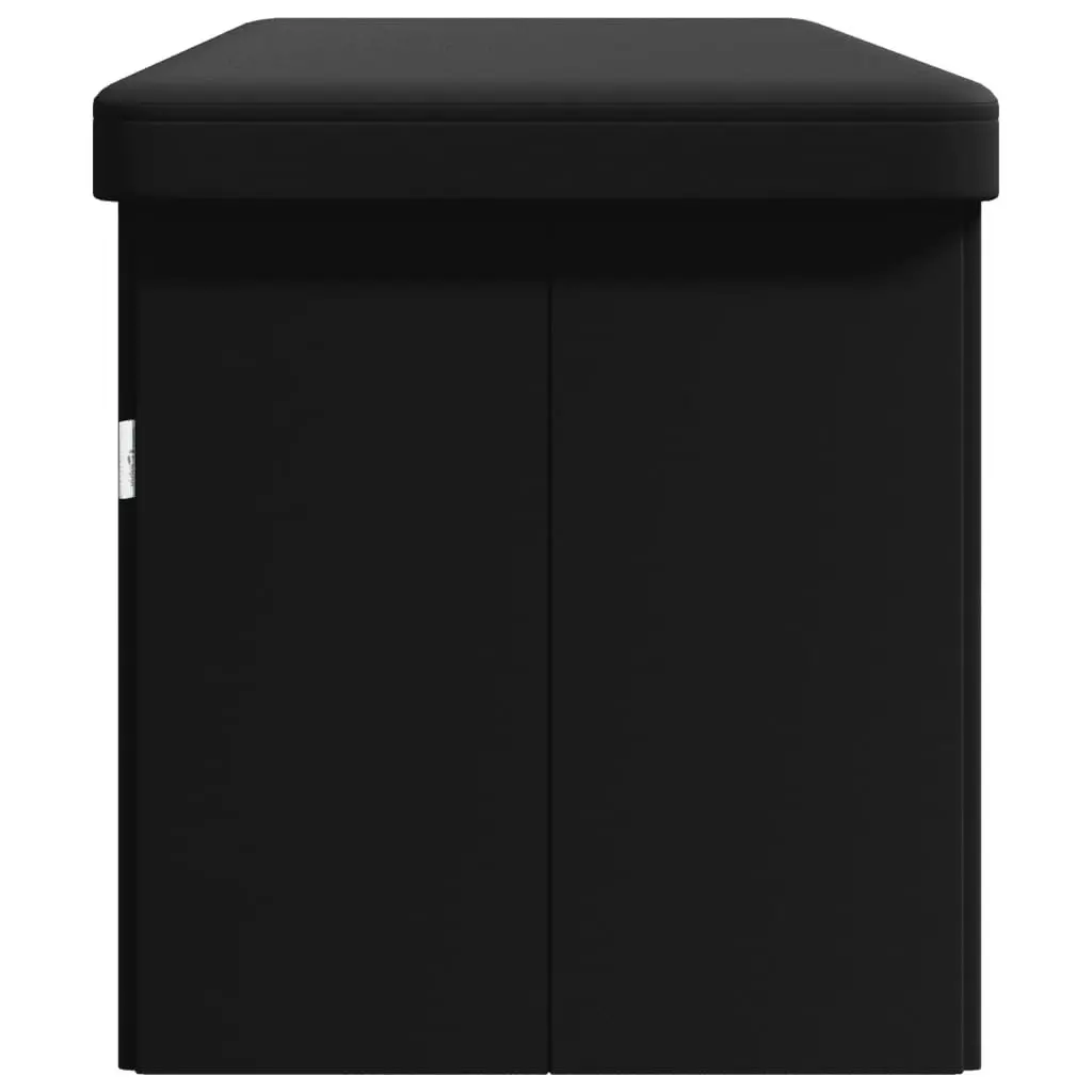 Storage Bench PVC Foldable Black Ottoman