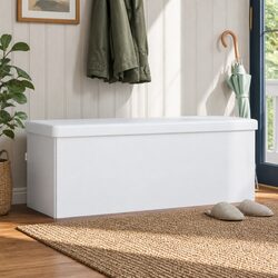 High-Quality Foldable White Storage Bench Ottoman