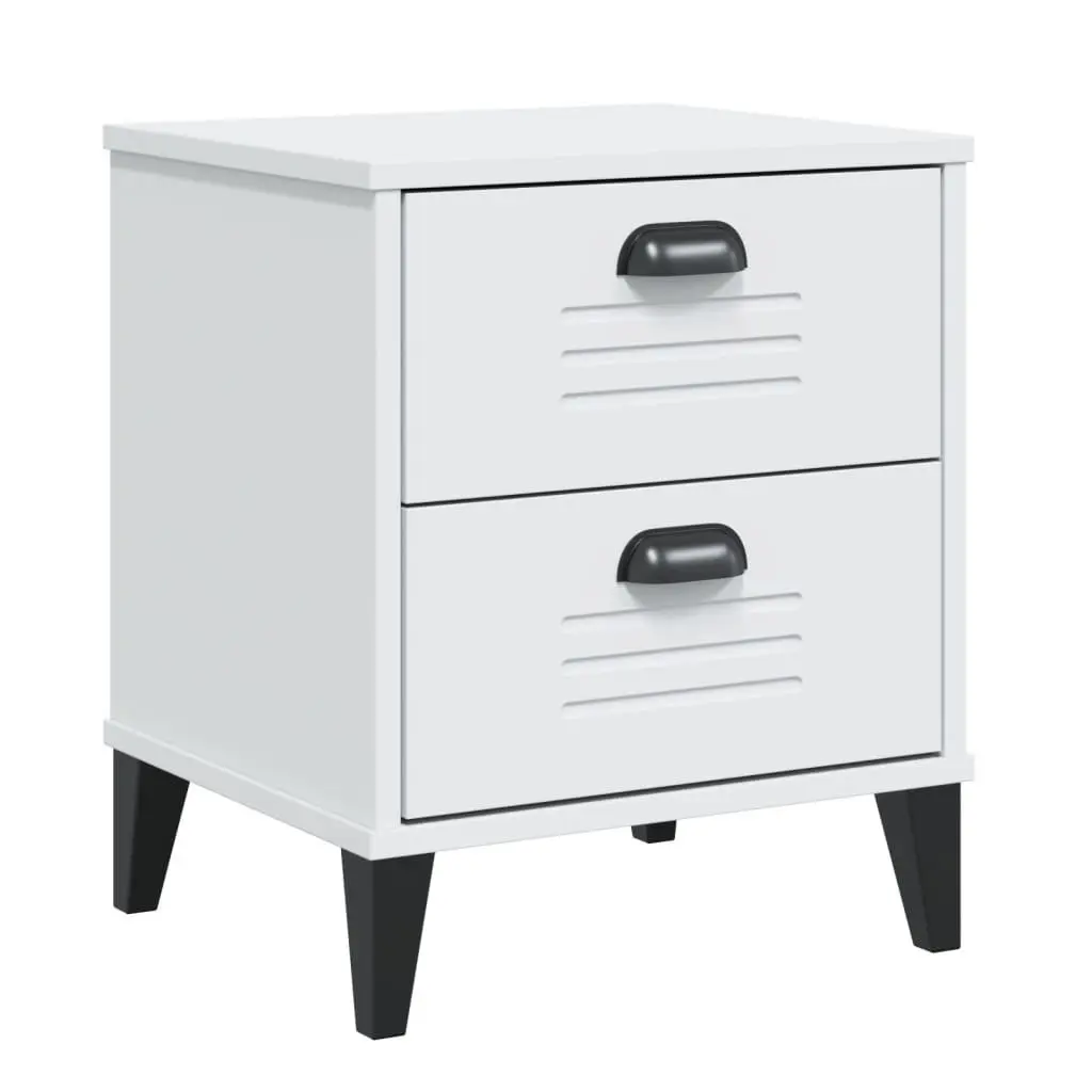 White Engineered Wood Nightstand for Storage