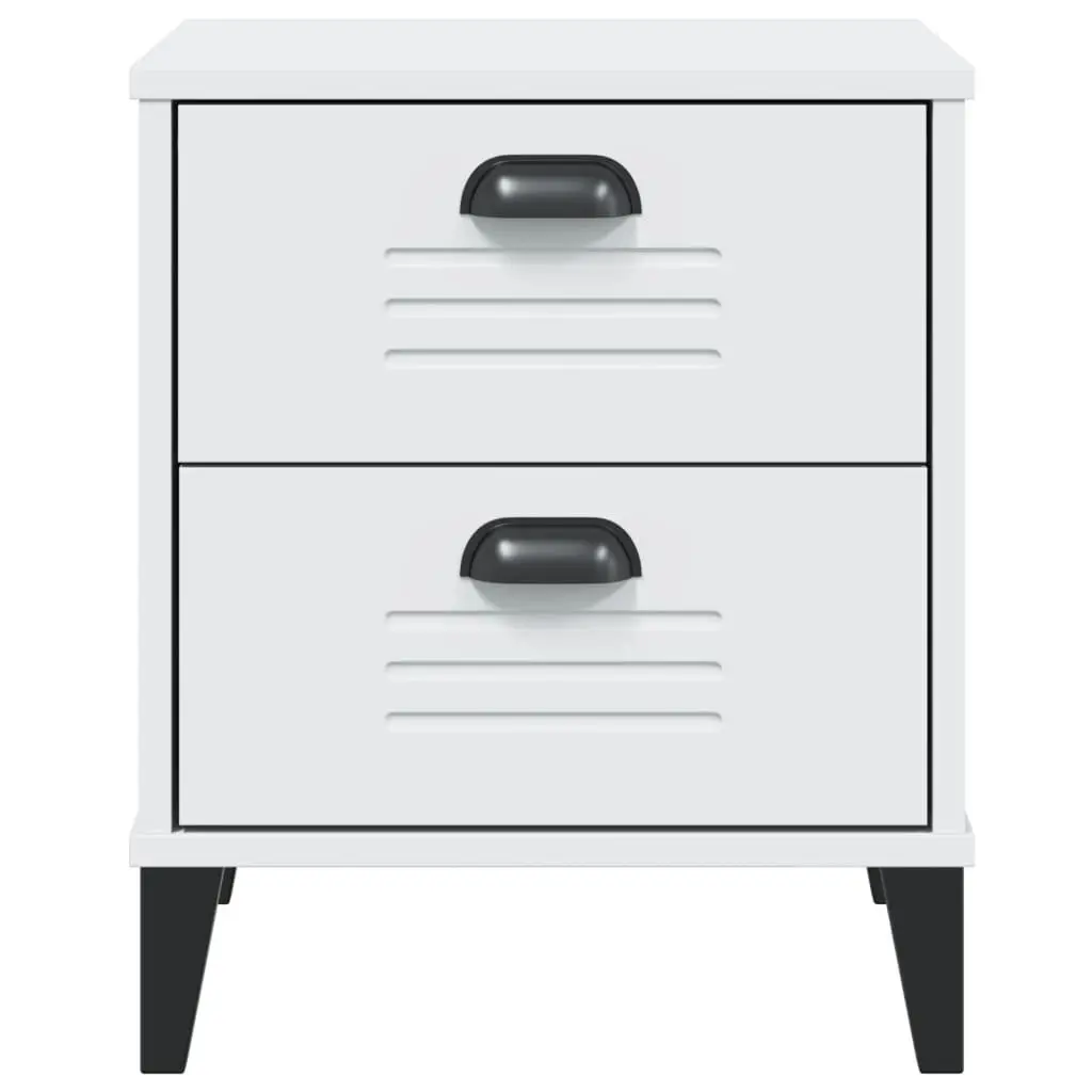 White Engineered Wood Nightstand for Storage