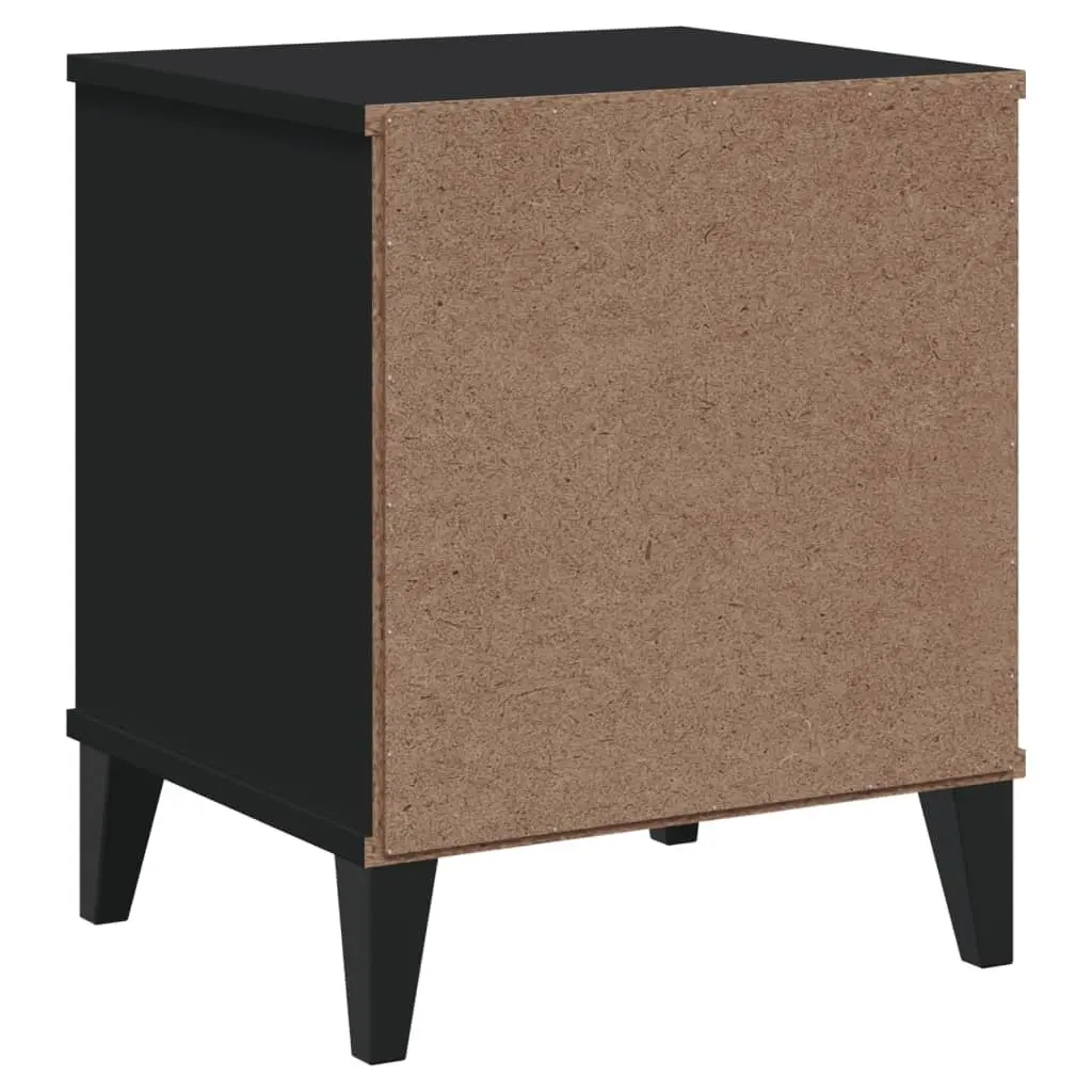 Black Engineered Wood Bedside Cabinet for Storage