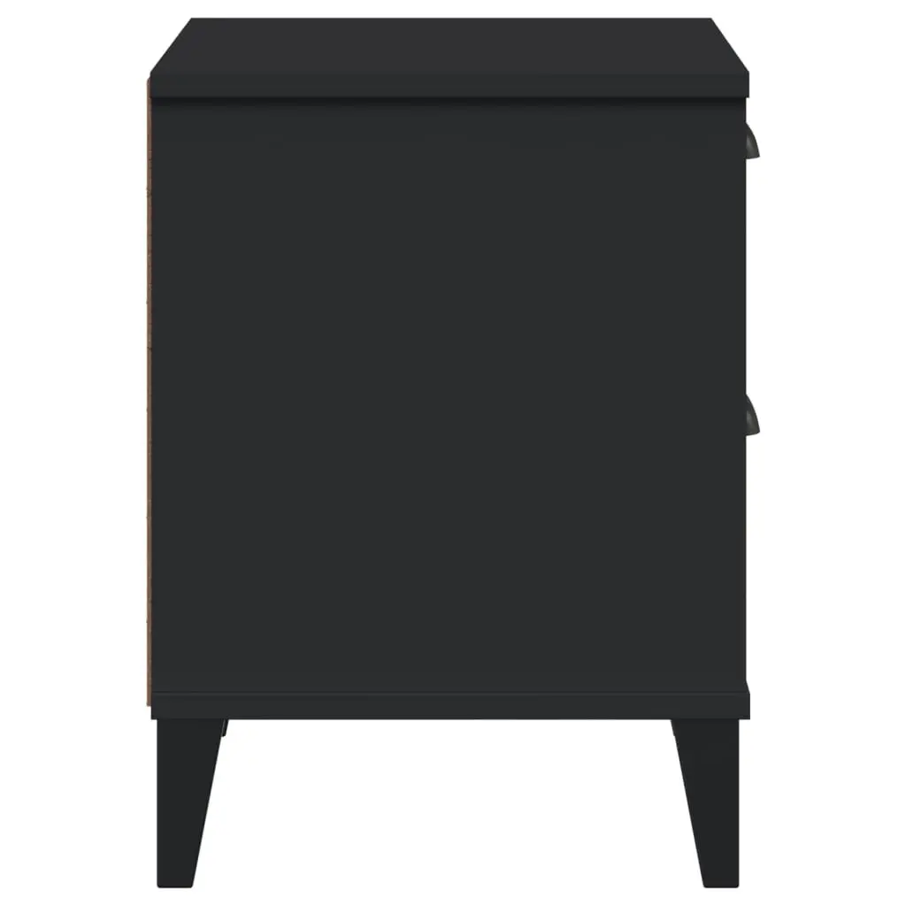 Black Engineered Wood Bedside Cabinet for Storage