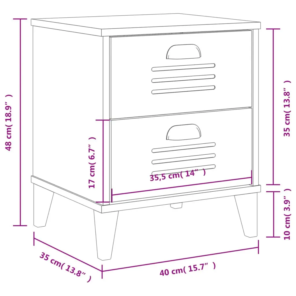 Black Engineered Wood Bedside Cabinet for Storage