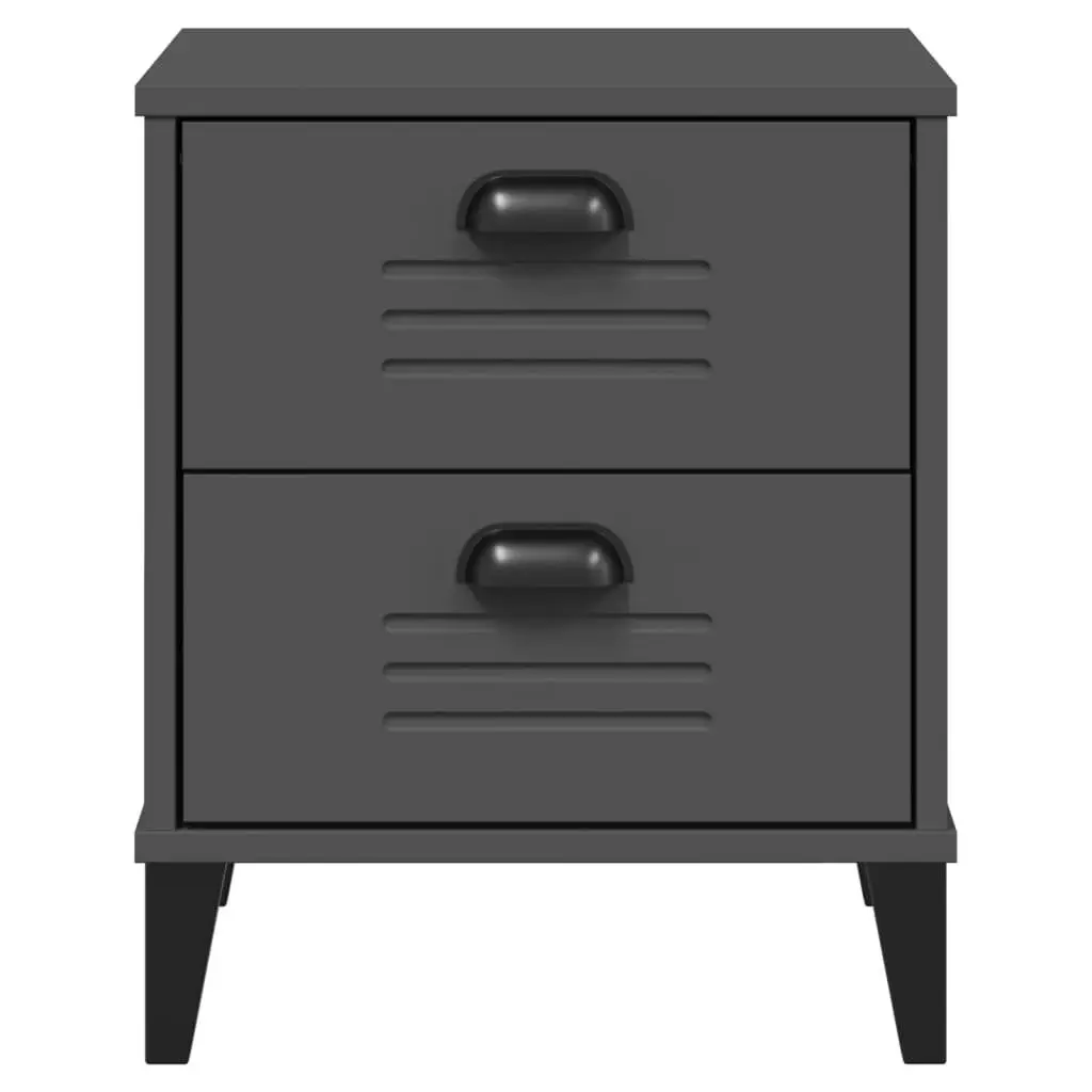 Anthracite Grey Engineered Wood Bedside Cabinet