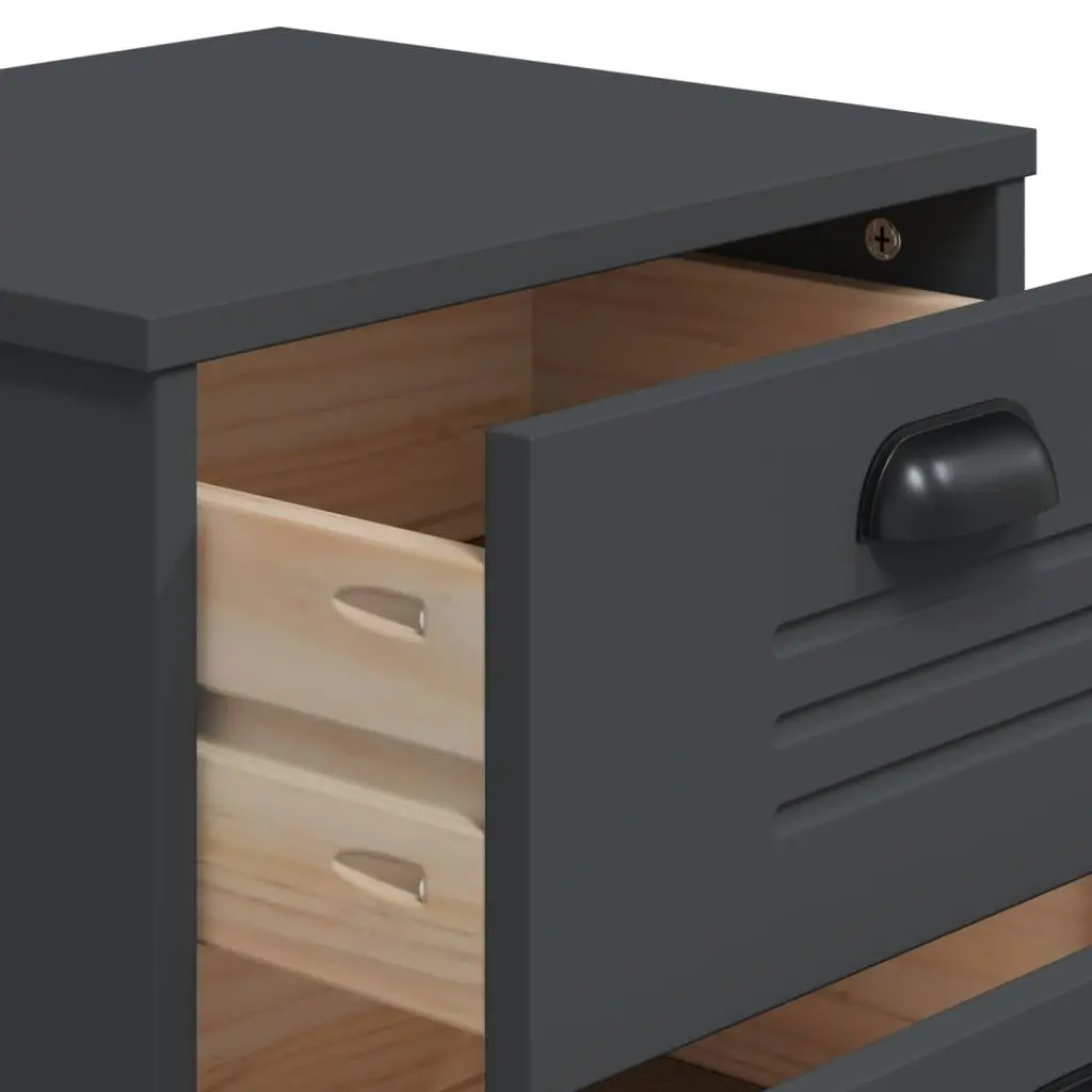 Anthracite Grey Engineered Wood Bedside Cabinet