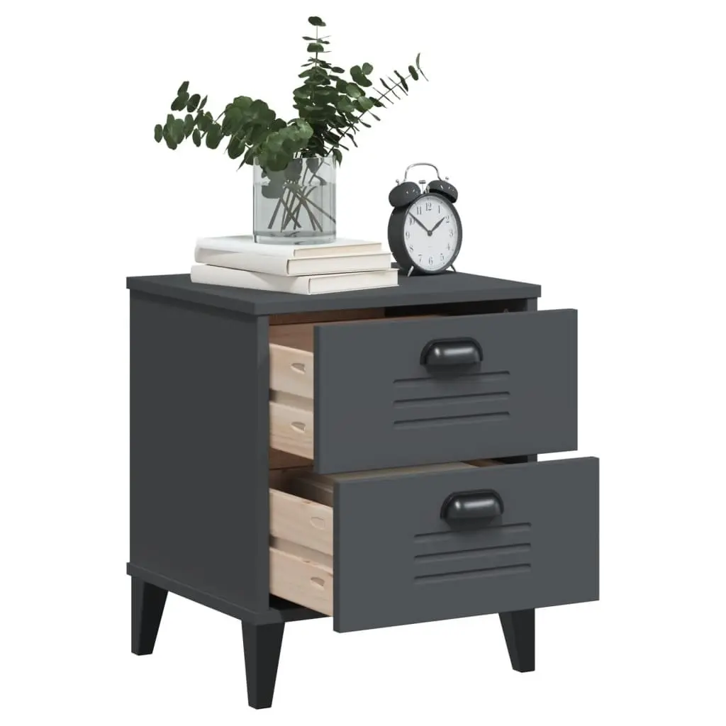 Anthracite Grey Engineered Wood Bedside Cabinet