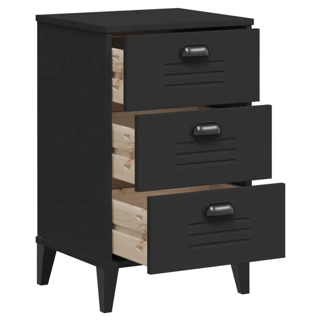 Black Engineered Wood Bedside Cabinet