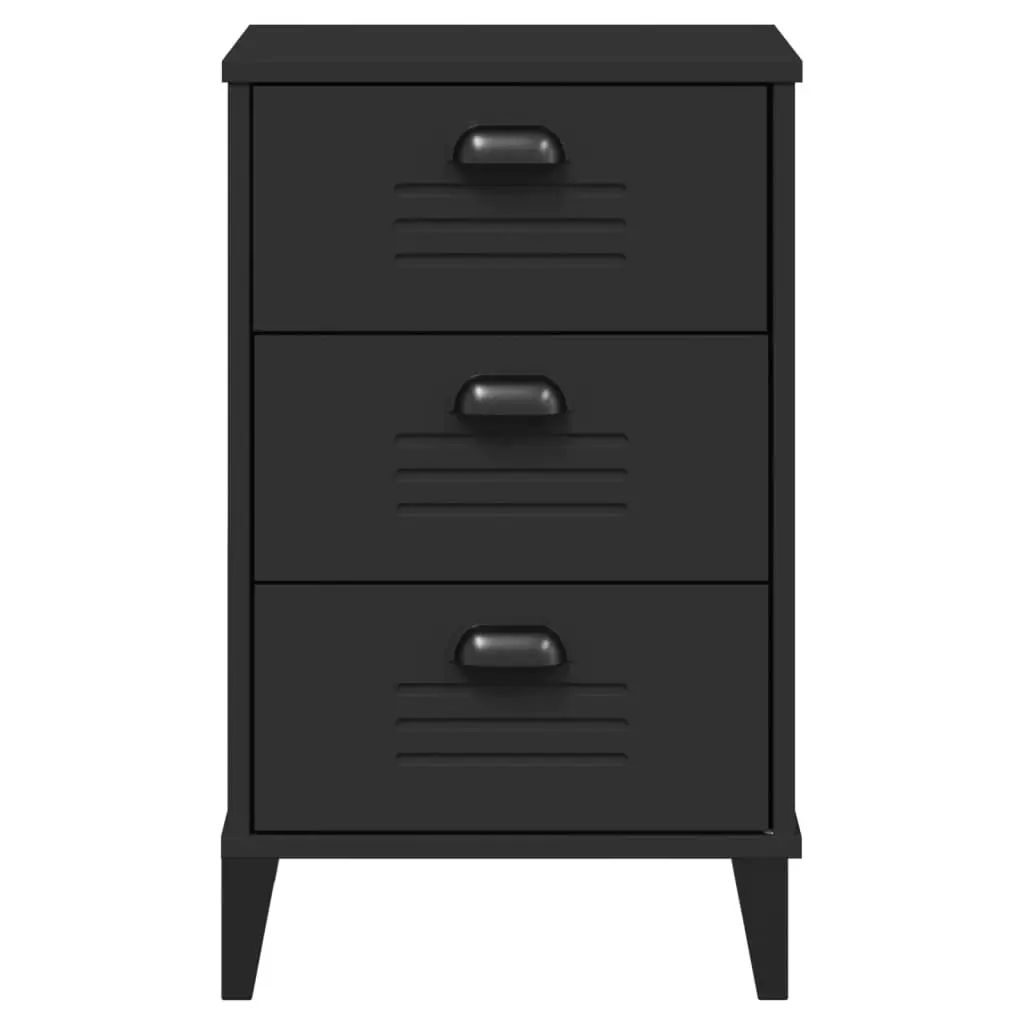 Black Engineered Wood Bedside Cabinet