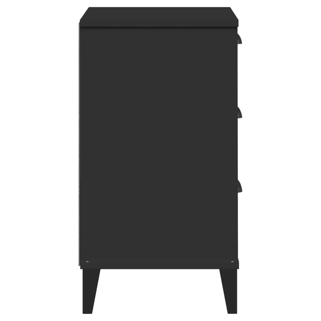 Black Engineered Wood Bedside Cabinet