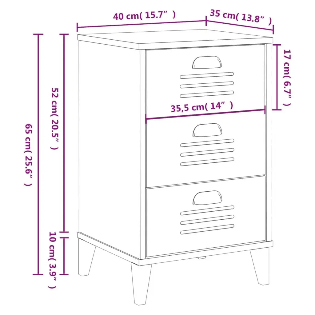 Black Engineered Wood Bedside Cabinet