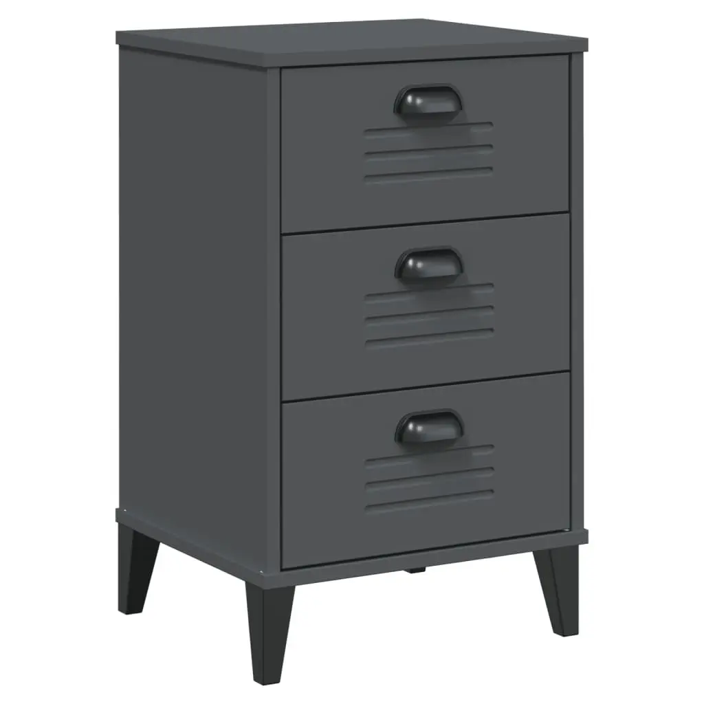 Engineered Wood Nightstand with Storage in Anthracite Grey