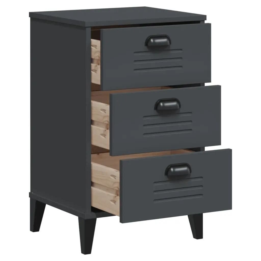 Engineered Wood Nightstand with Storage in Anthracite Grey