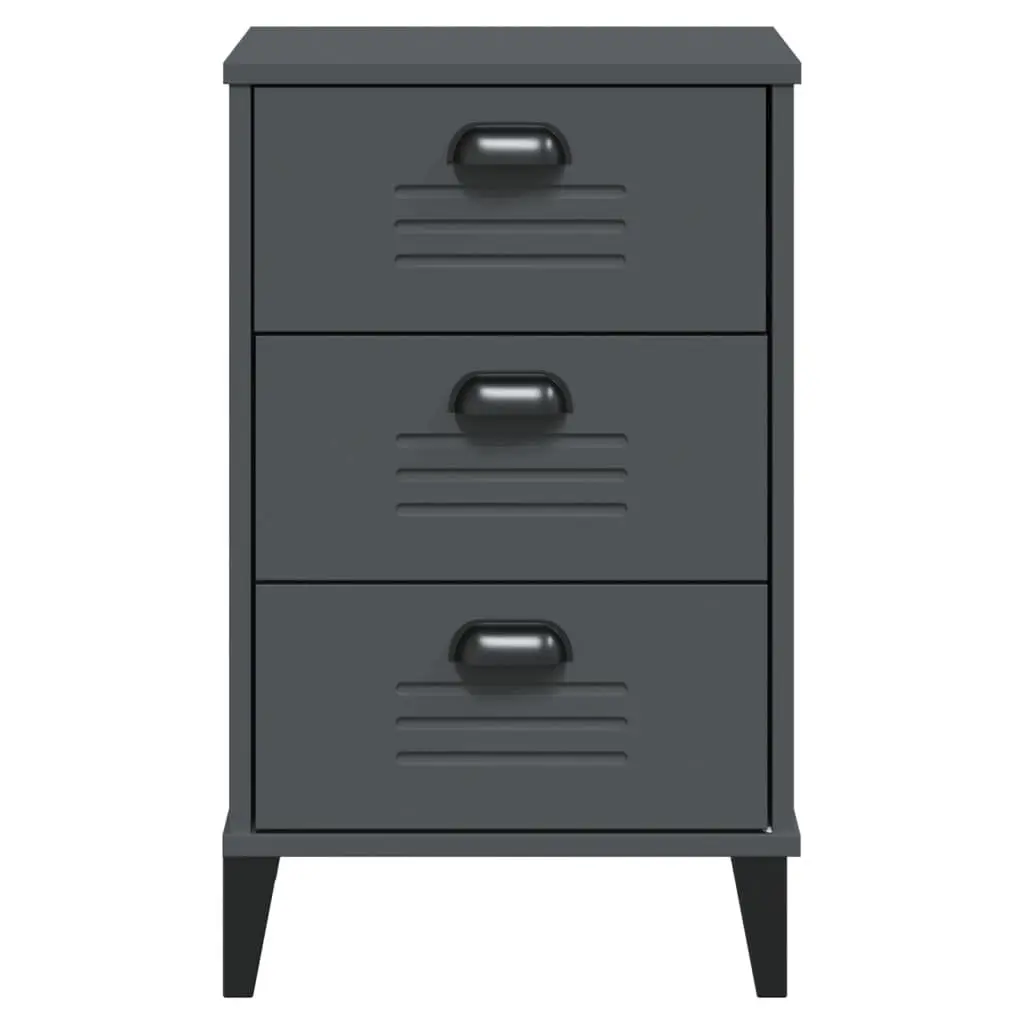 Engineered Wood Nightstand with Storage in Anthracite Grey