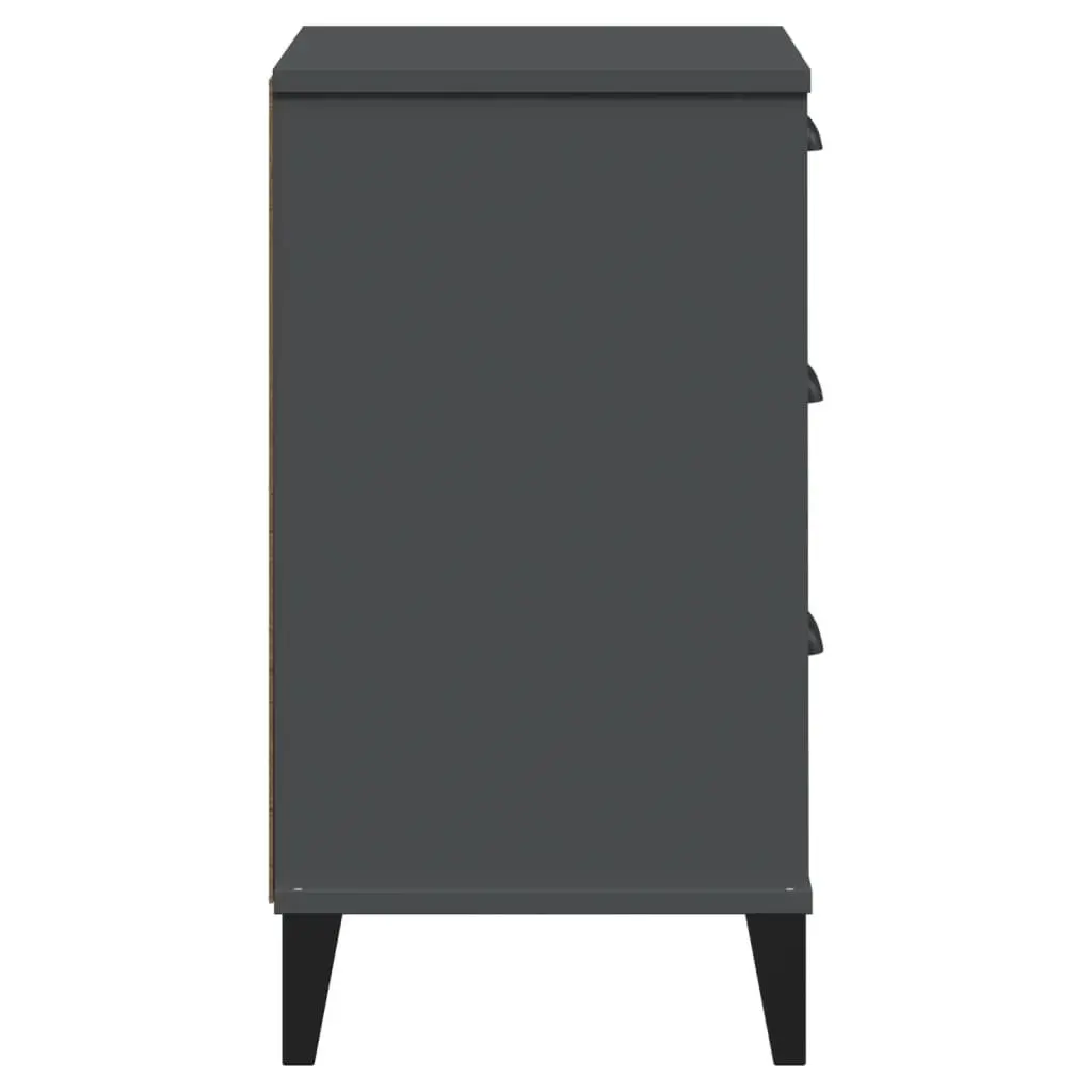 Engineered Wood Nightstand with Storage in Anthracite Grey