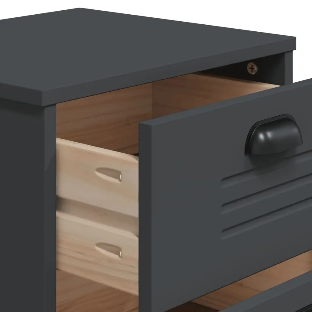 Engineered Wood Nightstand with Storage in Anthracite Grey