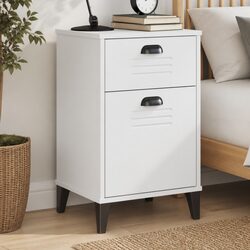 White Bedside Cabinet Nightstand Storage Table Bedroom Furniture with Handles