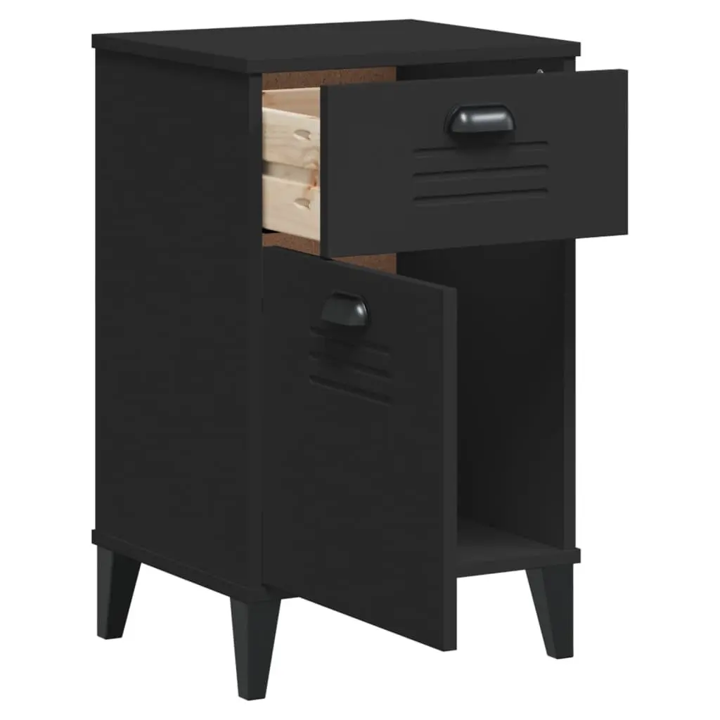 Black Engineered Wood Bedside Cabinet