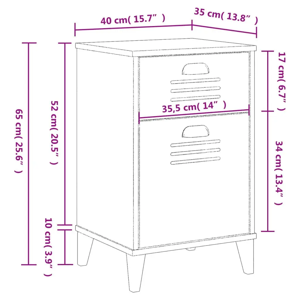 Black Engineered Wood Bedside Cabinet