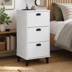 Bedside Cabinet White Engineered Wood Nightstand Bedroom Storage Table