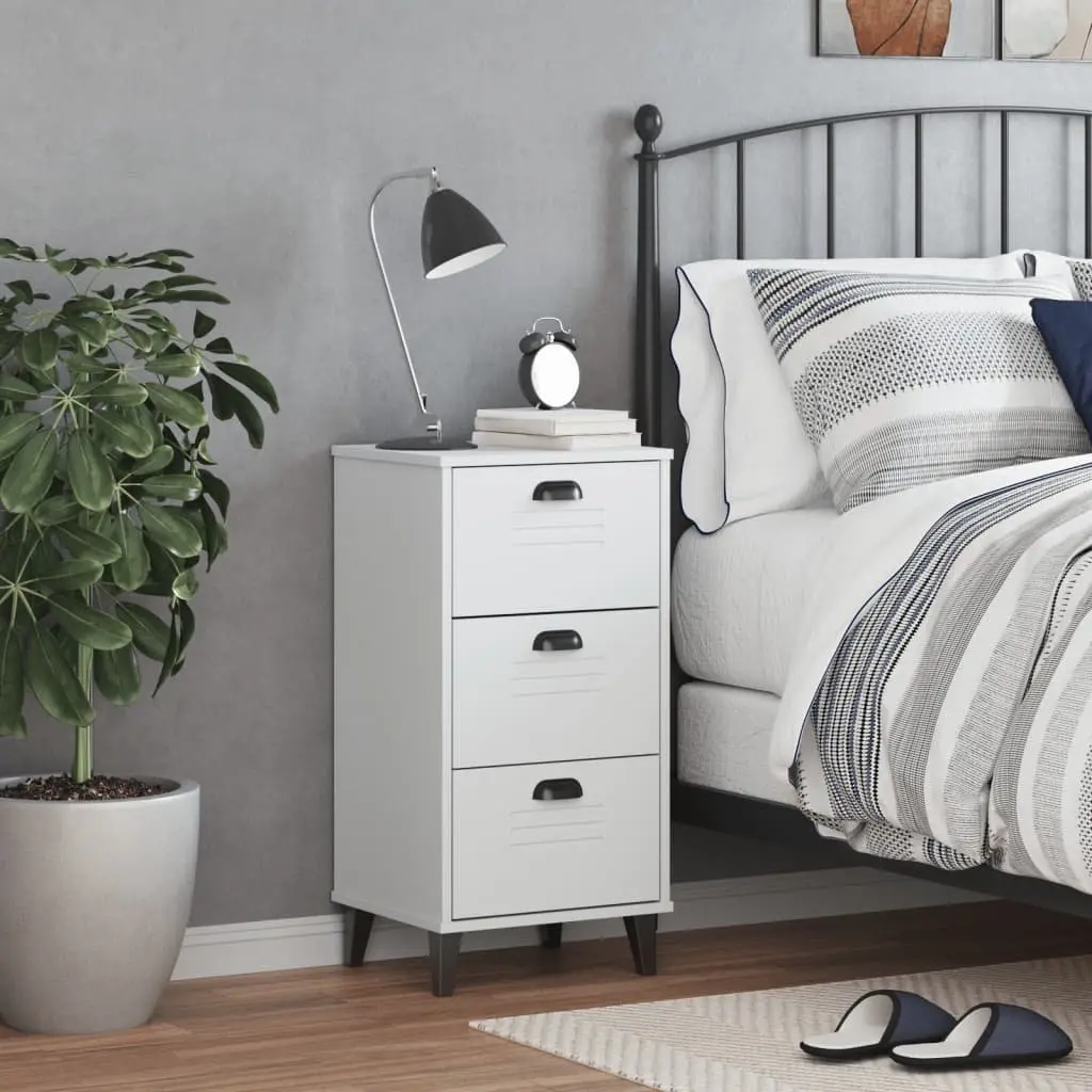 White Engineered Wood Bedside Cabinet