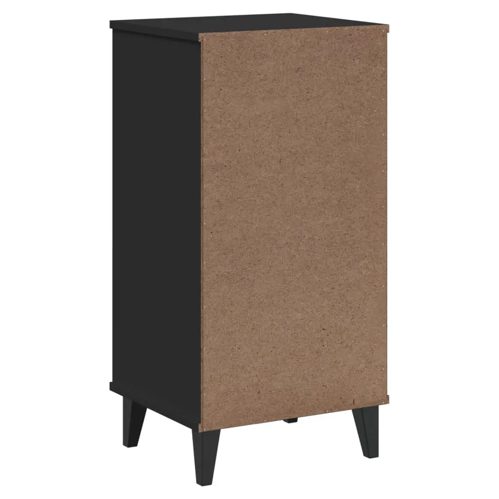 Black Engineered Wood Bedside Cabinet for Storage