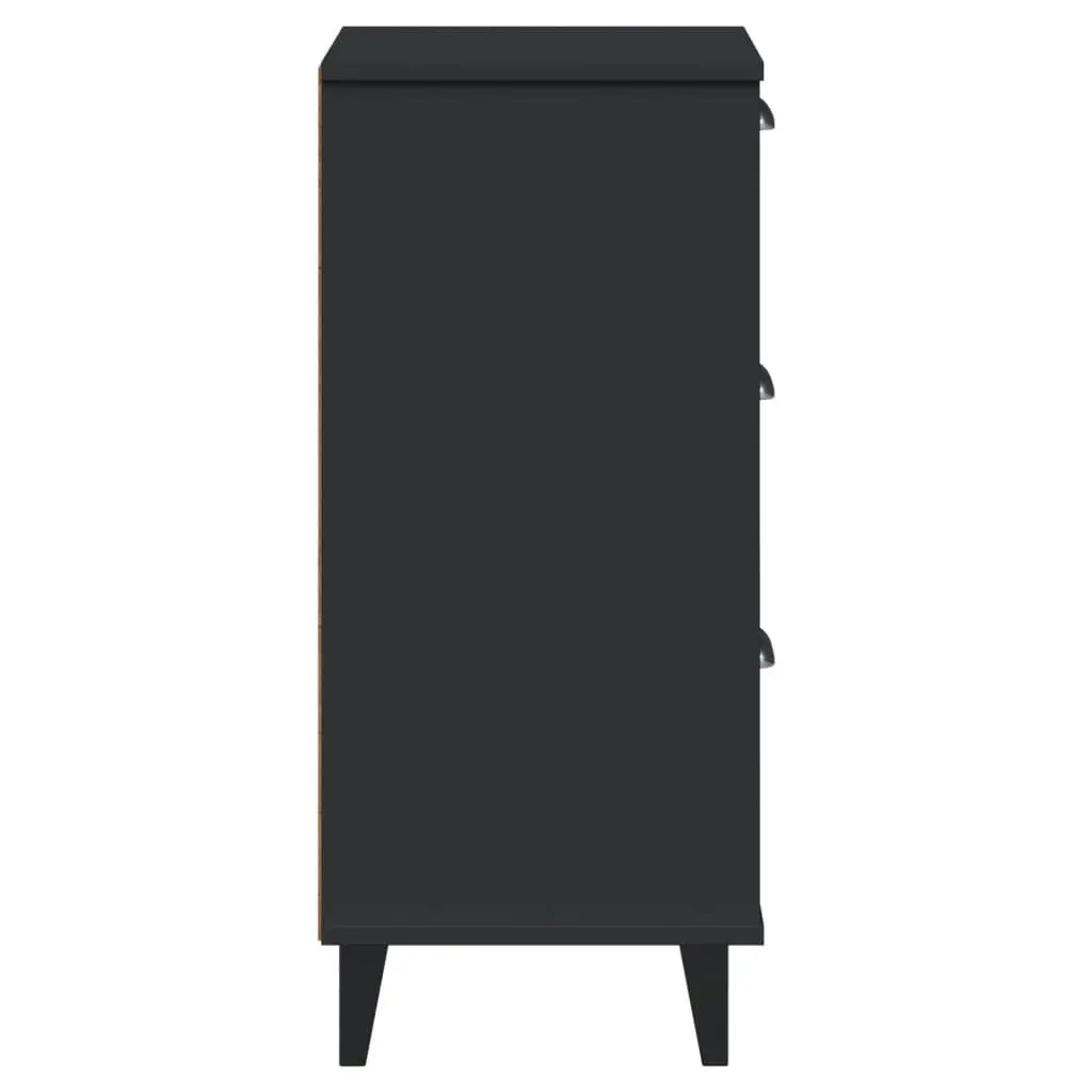 Black Engineered Wood Bedside Cabinet for Storage
