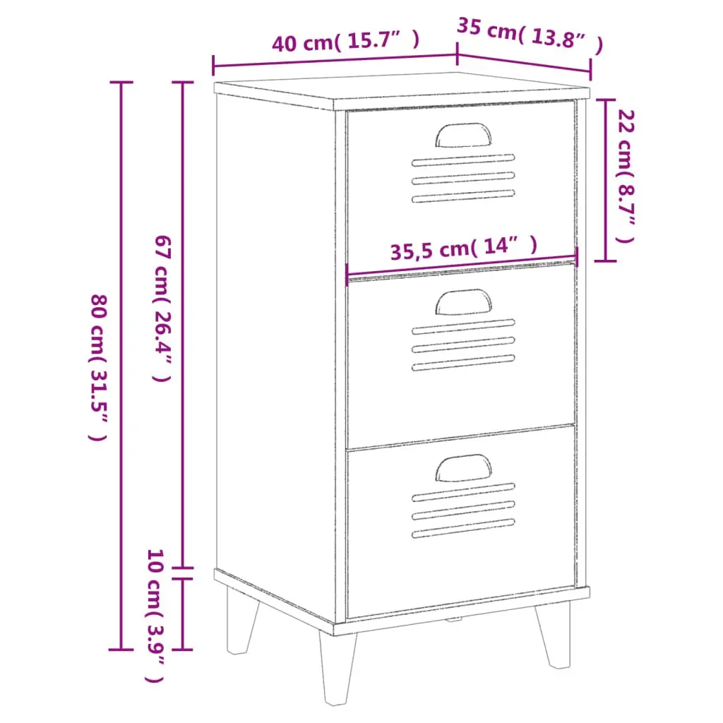 Black Engineered Wood Bedside Cabinet for Storage