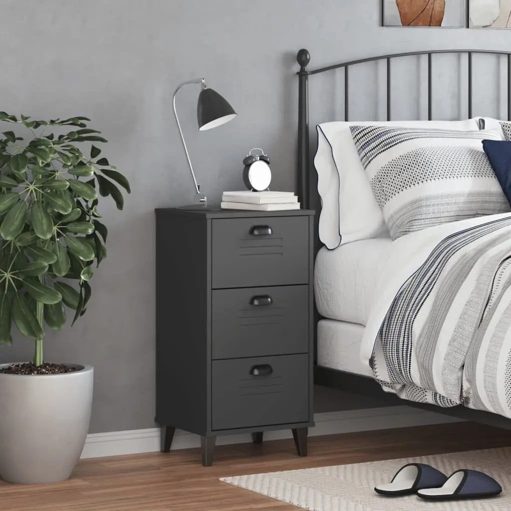 Engineered Wood Nightstand in Anthracite Grey
