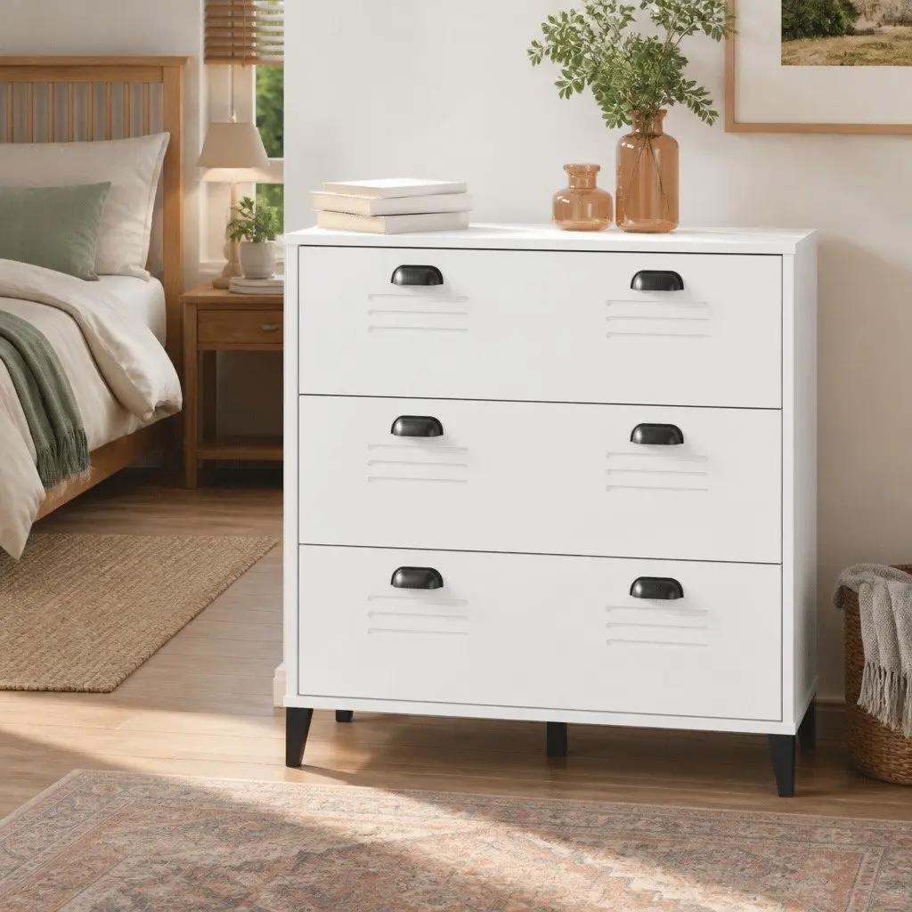 Industrial White Drawer Cabinet for Durable Storage