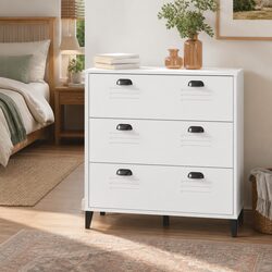 Drawer Cabinet White Storage Engineered Wood Industrial Furniture Organizer